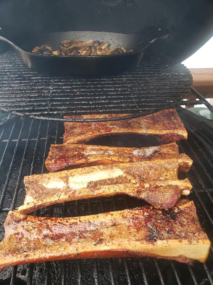 Prime rib steaks, bone marrow, bacon — Big Green Egg Forum