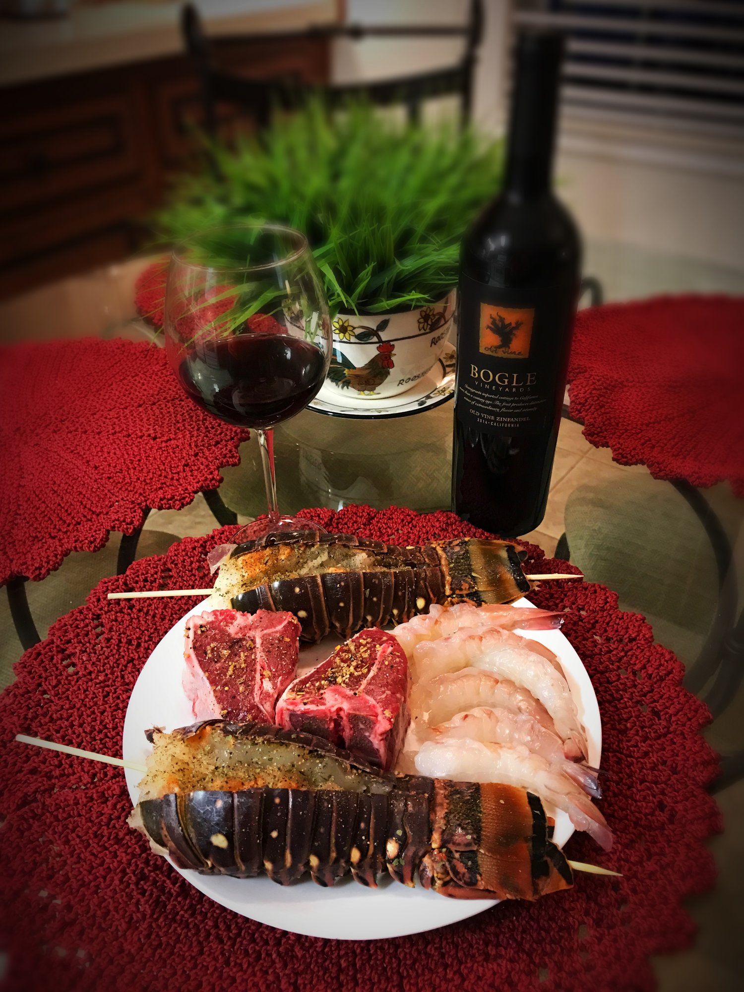 Lobster, Gulf Shrimp and Lamb chops — Big Green Egg EGGhead Forum