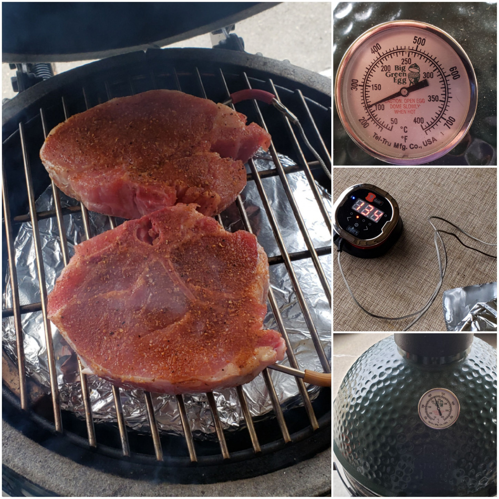 Reverse sear apple smoked pork chop — Big Green Egg Forum