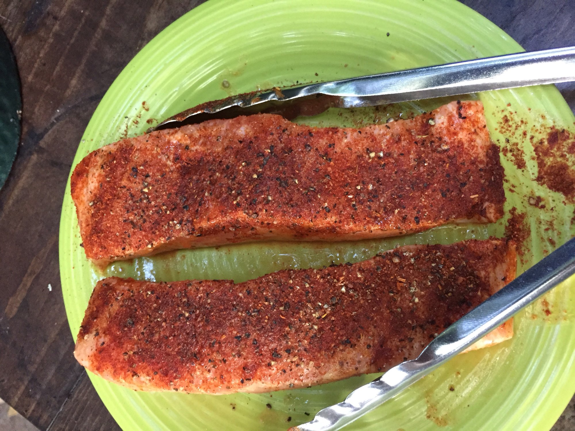 Salmon with horseradish/mustard yogurt sauce and Brussels sprouts — Big