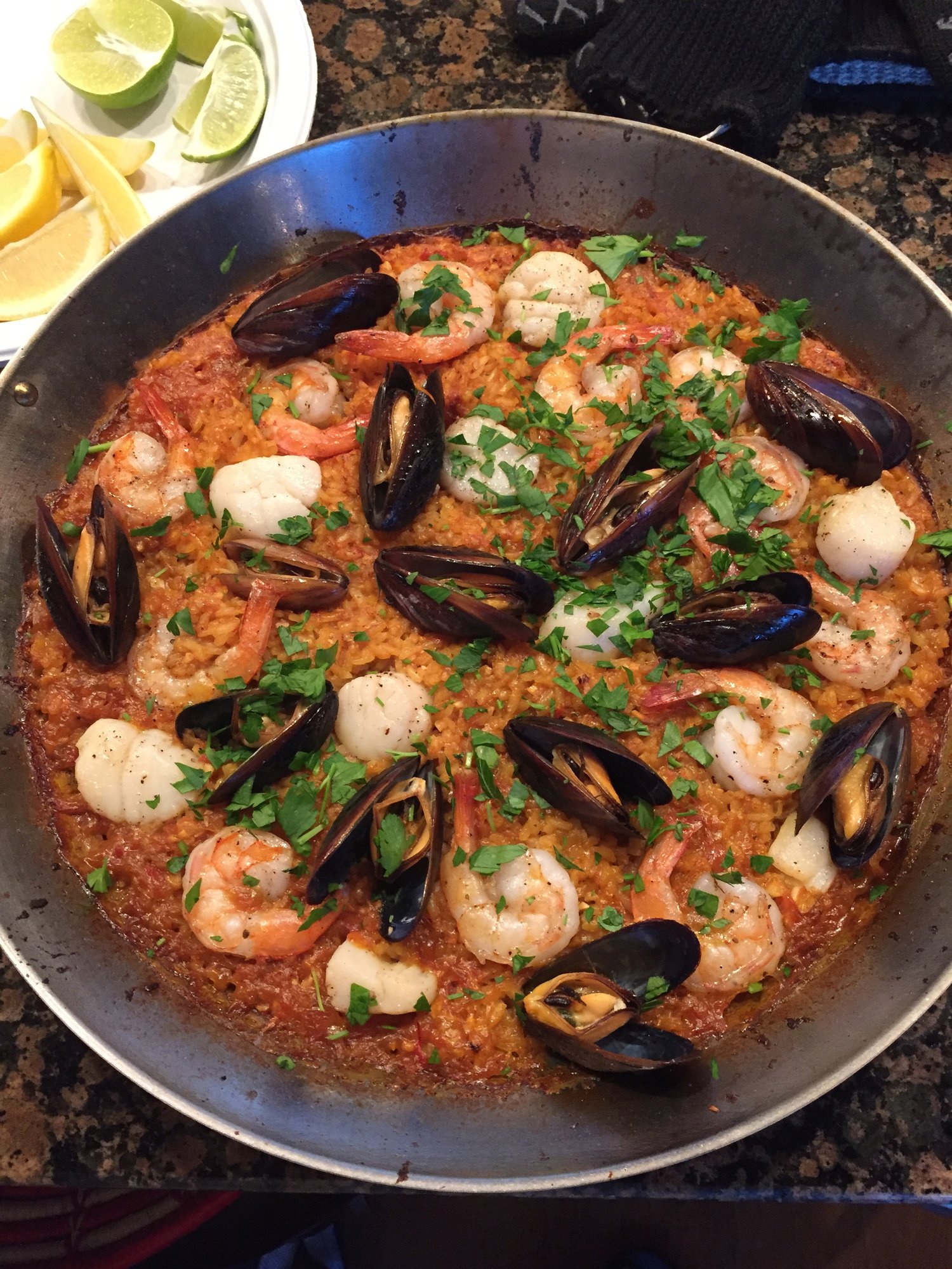 My go at Seafood Paella — Big Green Egg Forum