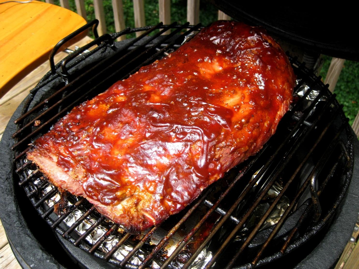 Sunday ribs...NOT falloffthebone. — Big Green Egg Forum