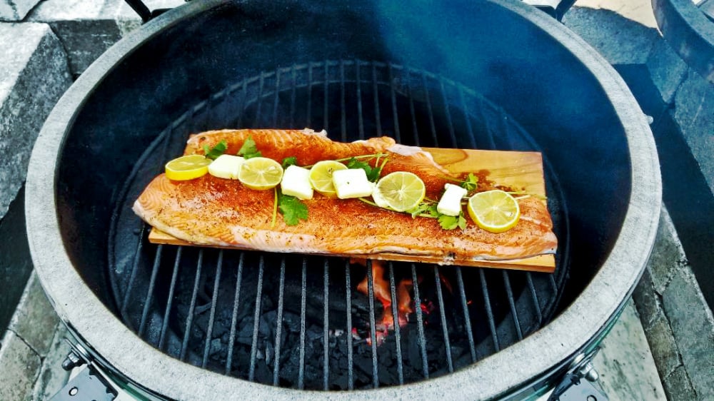 Tried a cedar planked smoked salmon. — Big Green Egg Forum