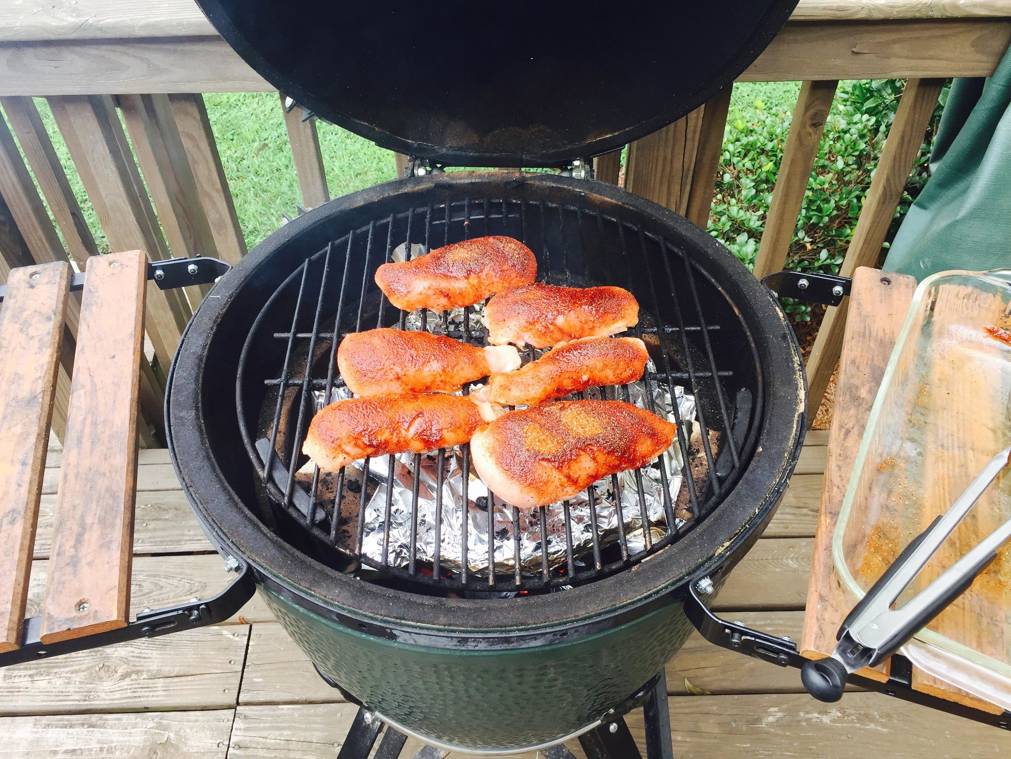 Simple morning "work week food" chicken breast cook — Big Green Egg