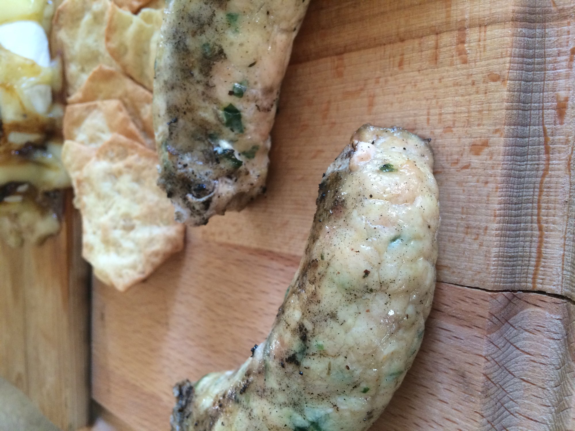 Cedar planked Brie, Greek chicken sausage — Big Green Egg Forum