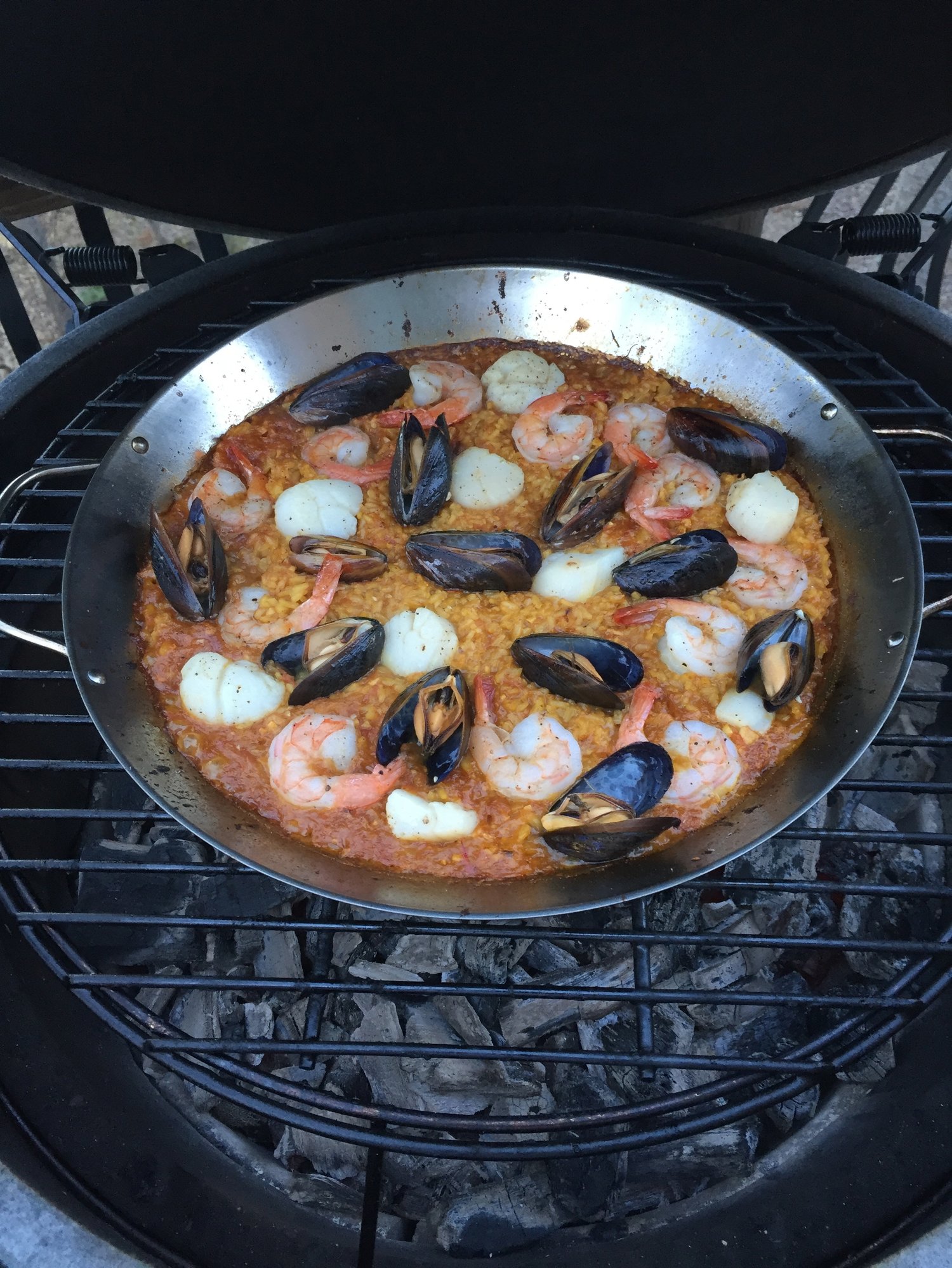 My go at Seafood Paella — Big Green Egg Forum