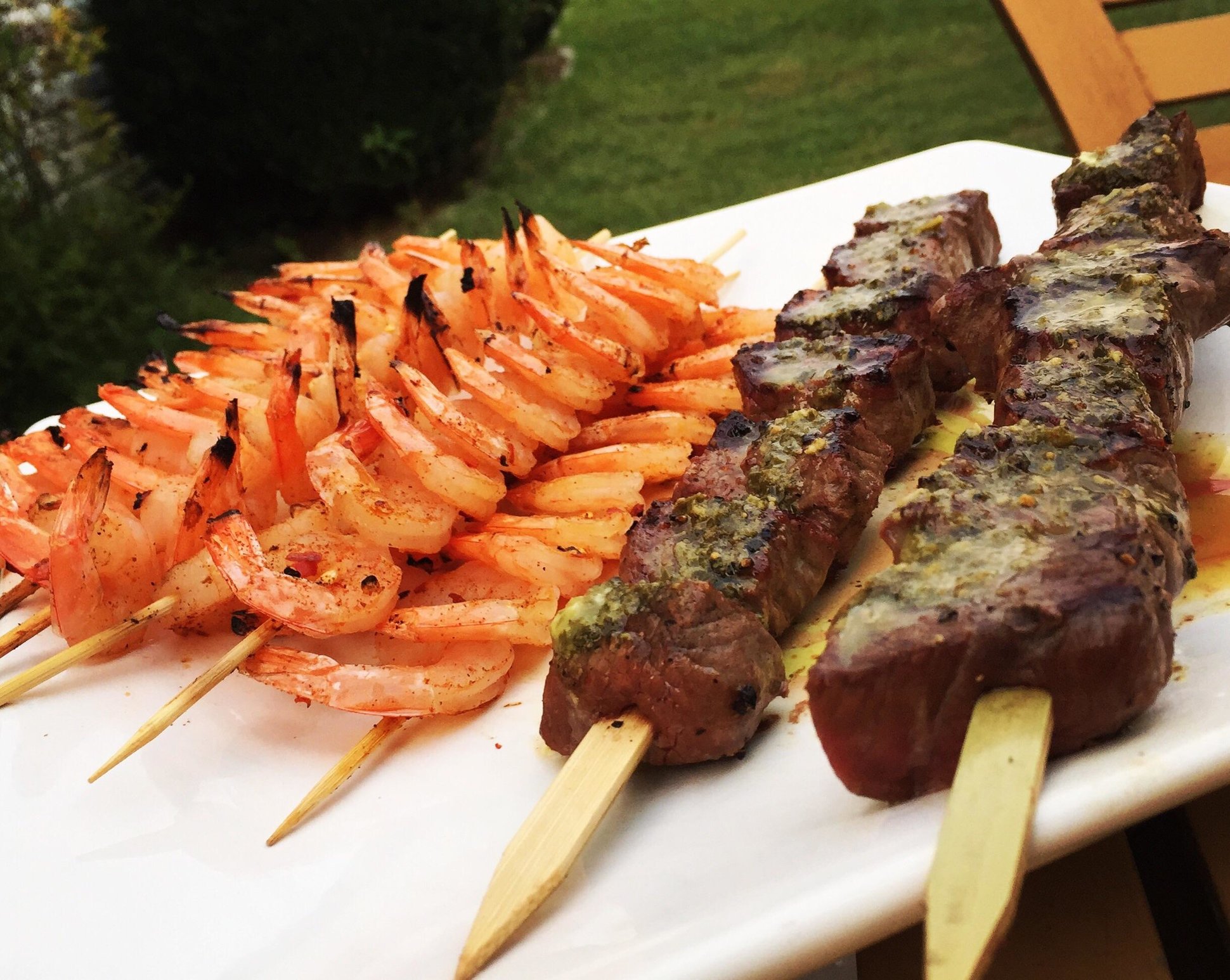 Sirloin and Shrimp Kabobs on the Mini BGE — Big Green Egg EGGhead