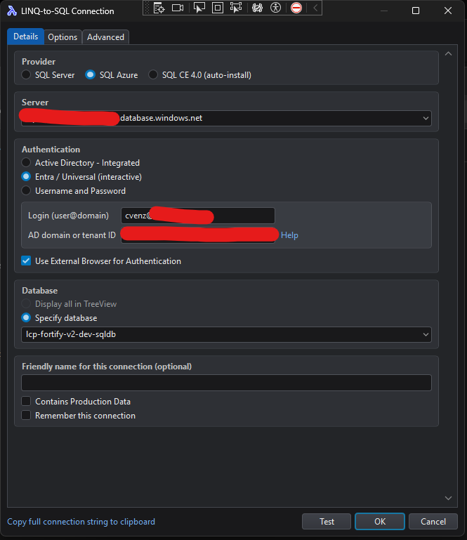 LINQ-To-SQL Connection