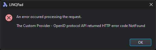 Not found dialog box error message