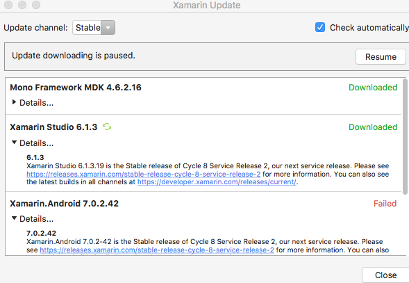 xamarin studio update channel error xamarin community forums