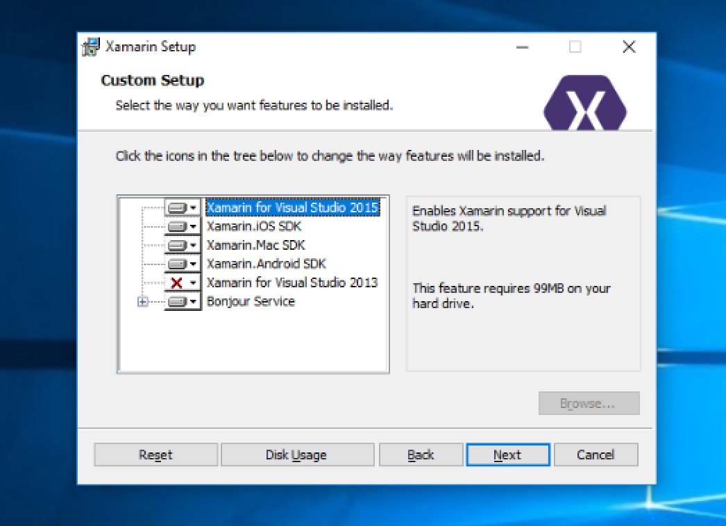 install xamarin visual studio 2015