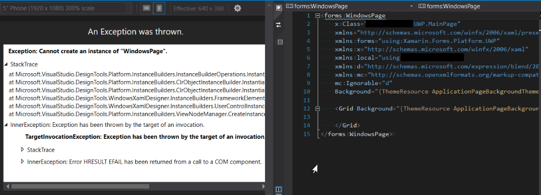 visual studio 2015 xaml designer not showing or showing error visual studio form designer not showing