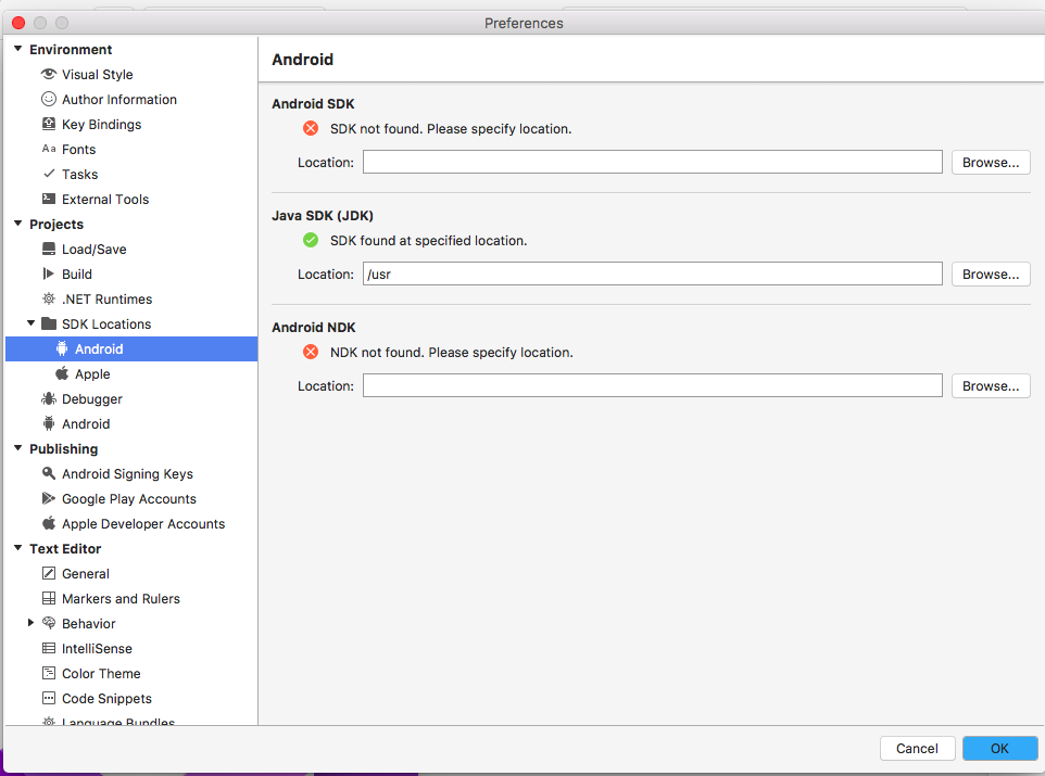 find android sdk path mac