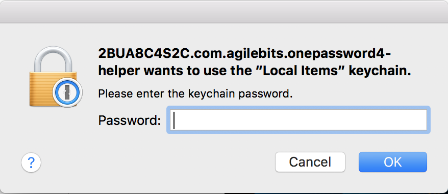 local items keychain password not working
