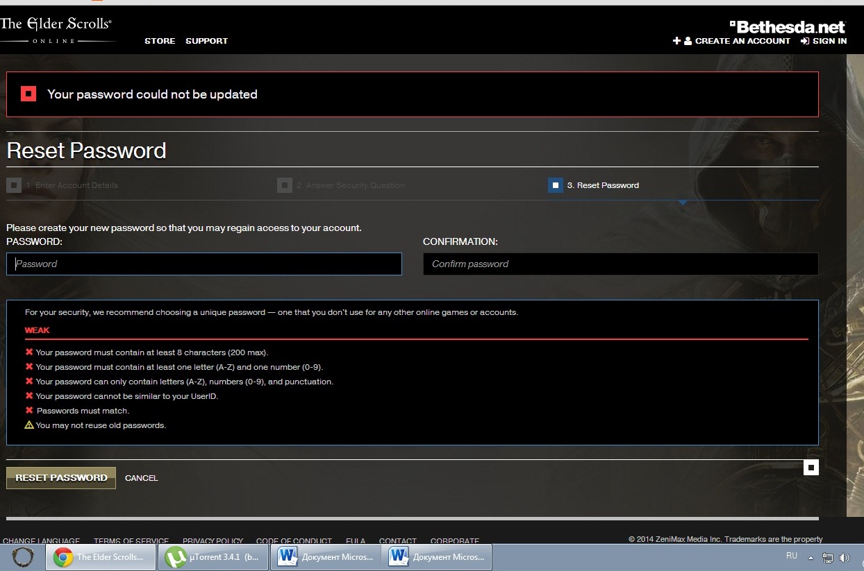 The wrong login and the password what to do — Elder Scrolls Online