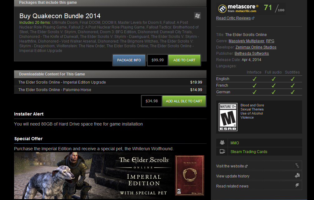 Steam codes for the non steam customers. — Elder Scrolls Online