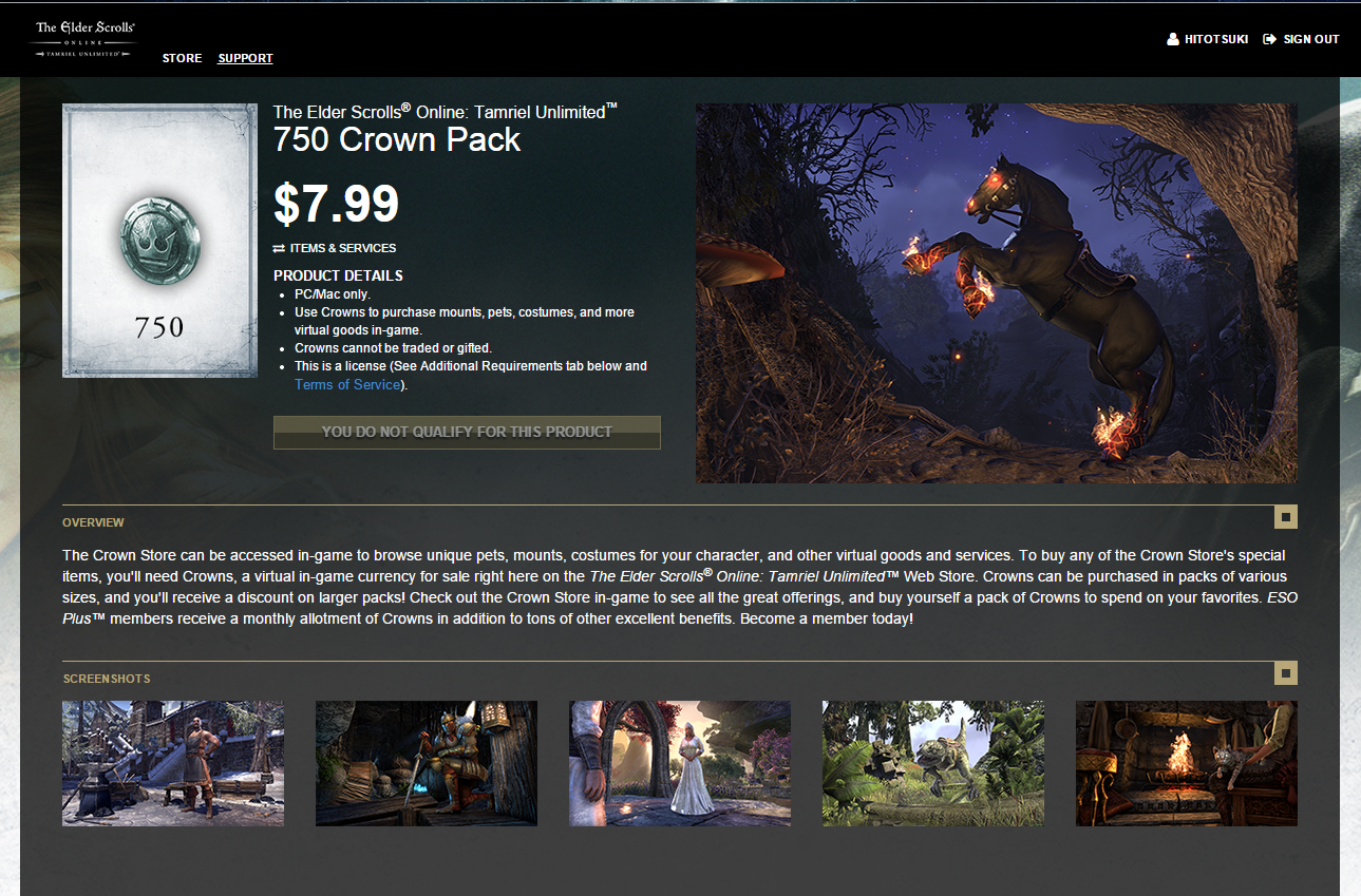 Can't Purchase Crowns — Elder Scrolls Online