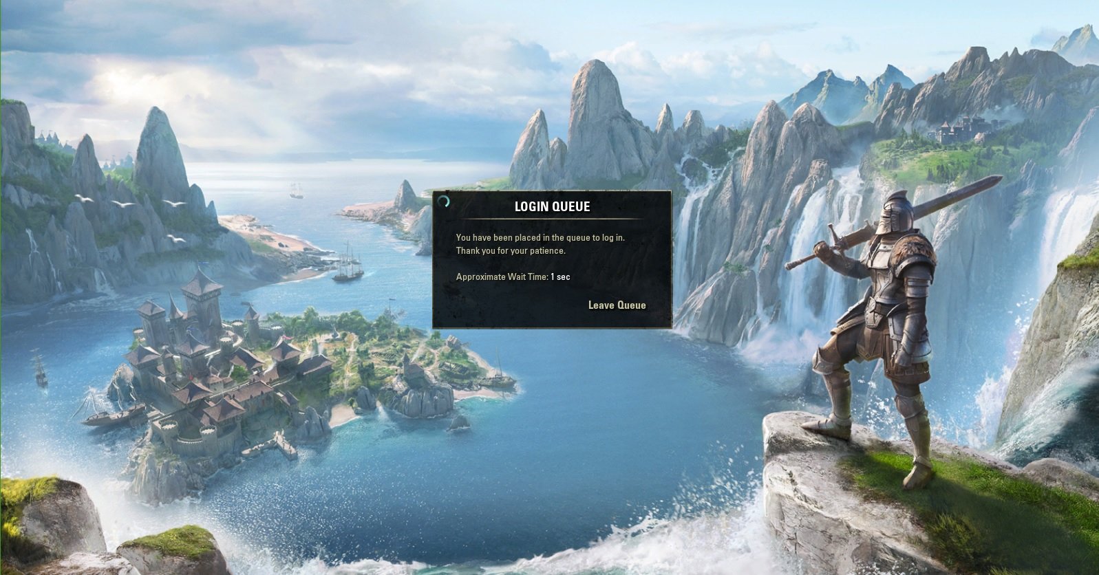 screen shot 1 sec login queue — Elder Scrolls Online