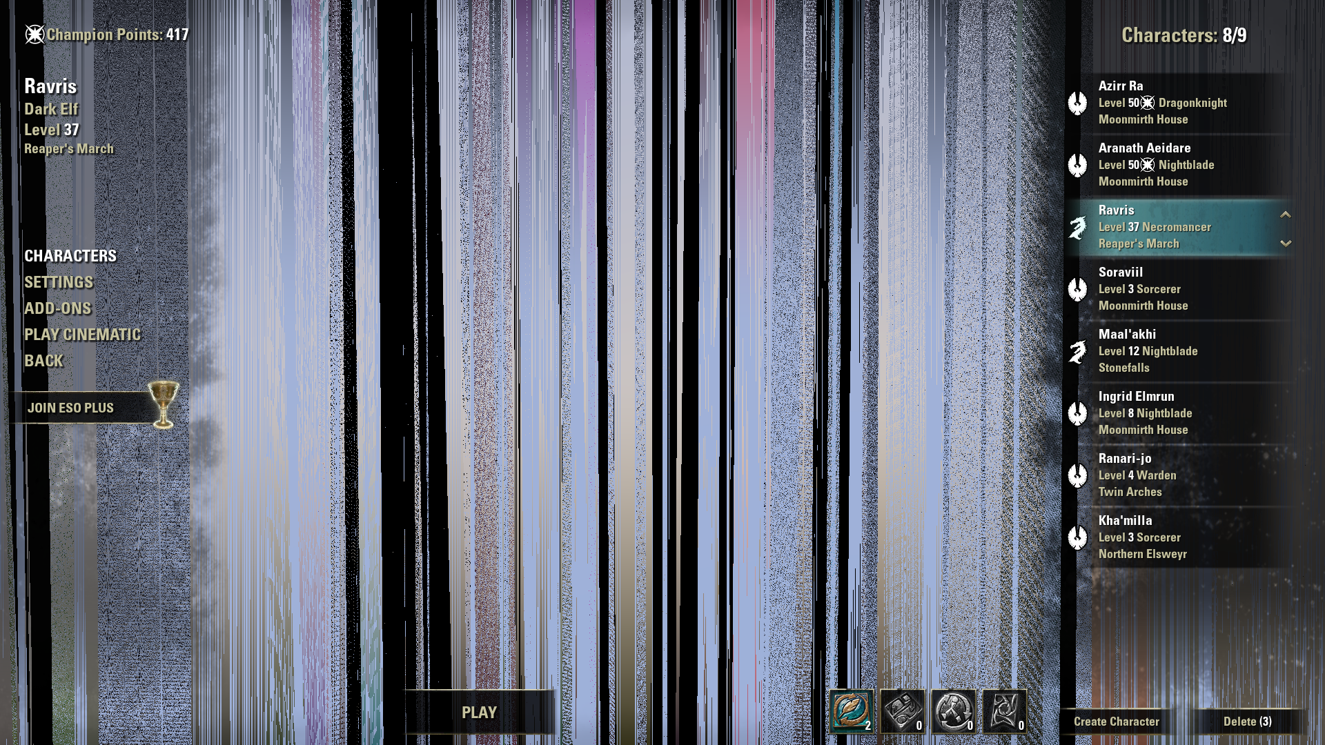 Visual bug in character selection — Elder Scrolls Online