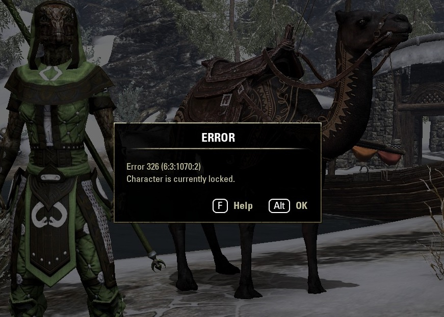 Error 326 Character Locked. — Elder Scrolls Online