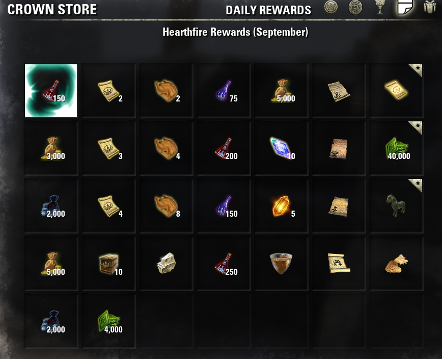 September Daily Login Rewards — Elder Scrolls Online