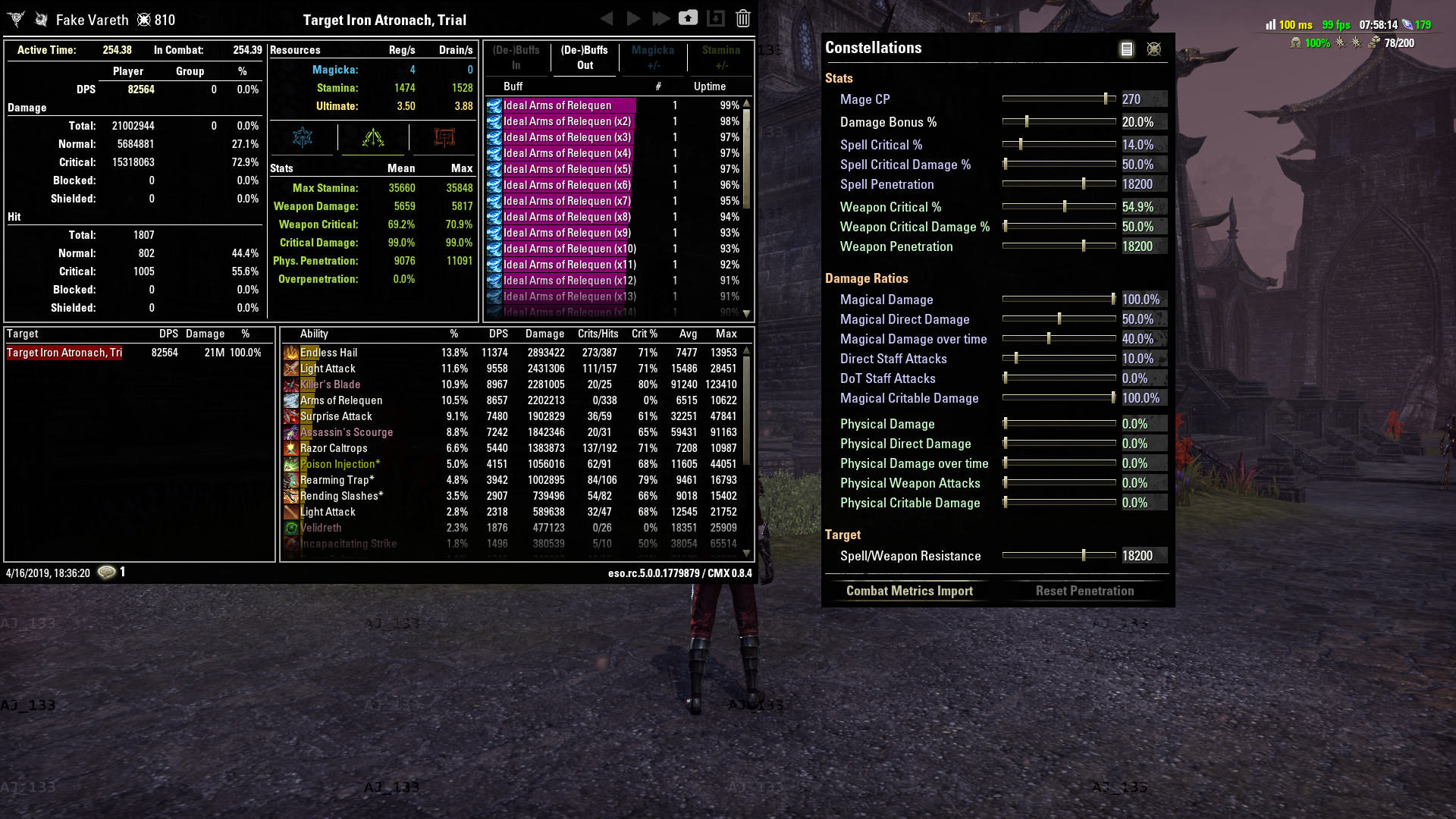 The trial dummy isn't applying self debuffs — Elder Scrolls Online