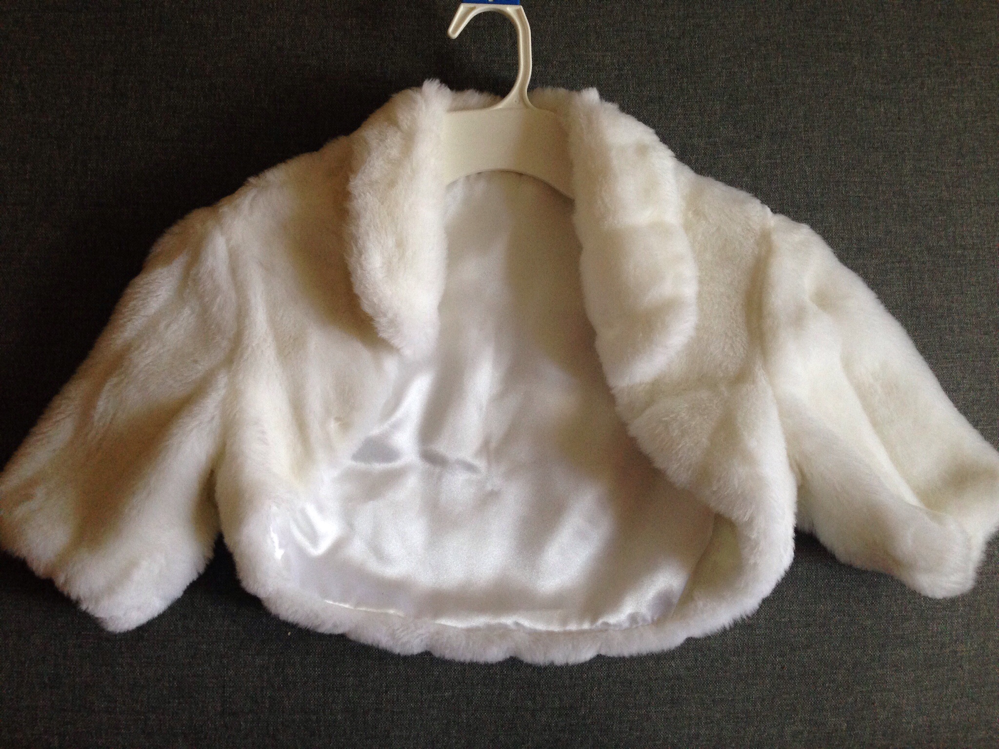 Selling: Off-white faux fur bolero jacket shrug Wrap (S) — The Knot ...