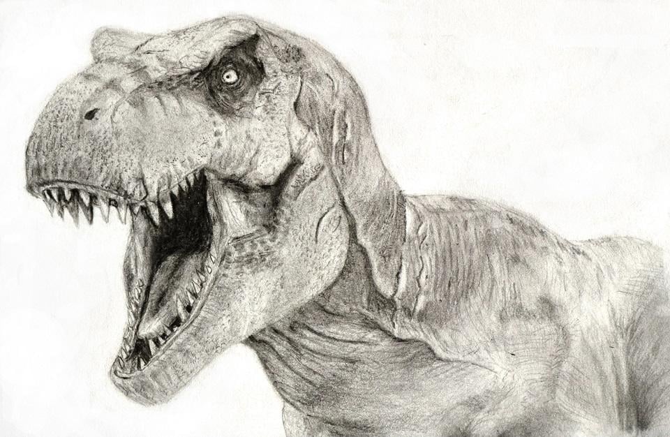 Drawing t-rex, jurassic park 