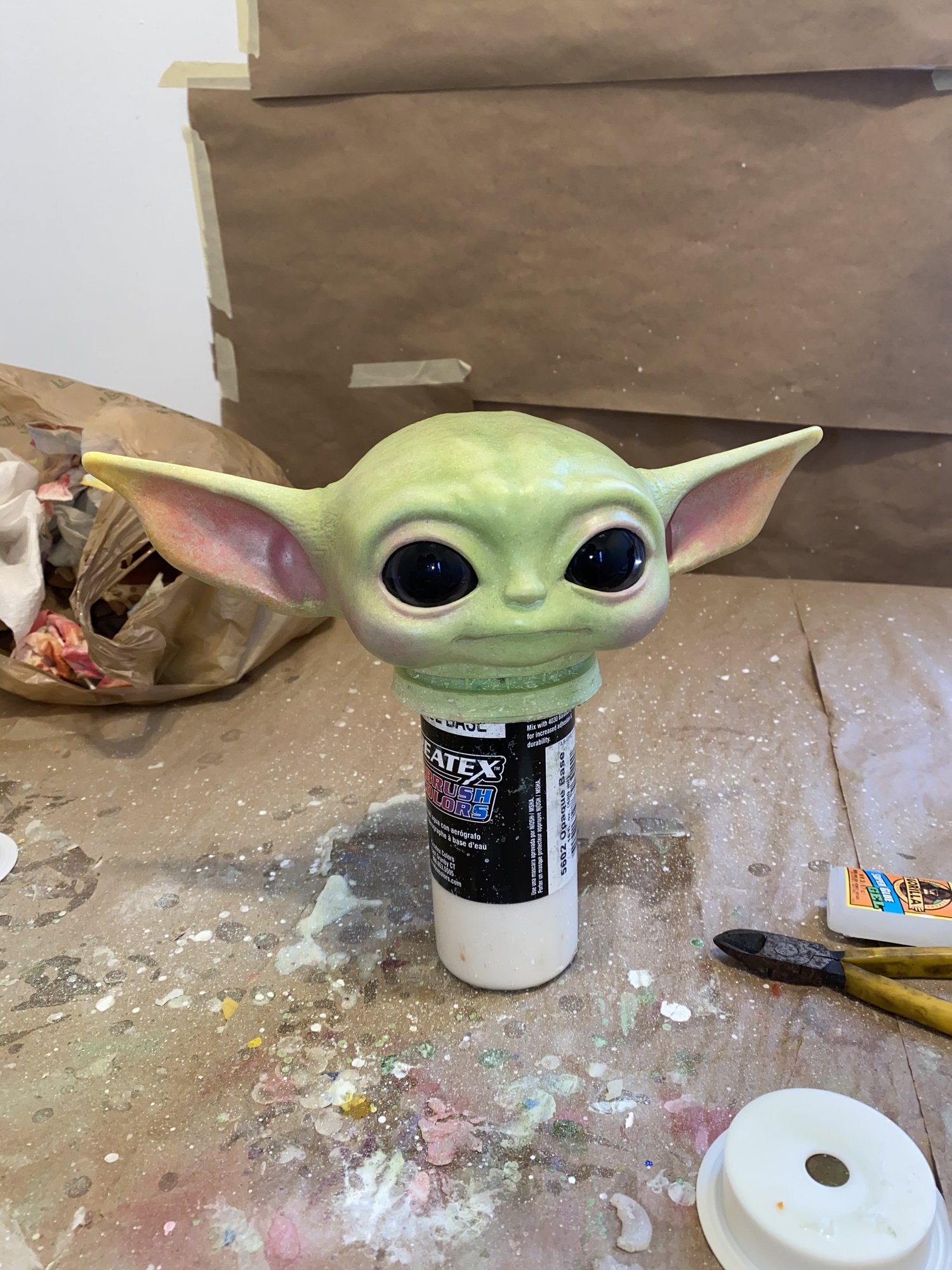 This animatronic Baby Yoda puppet looks like it's alive