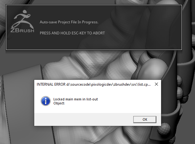 locked main mem in list out zbrush