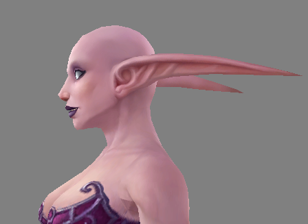 A World of Warcraft female Night elf, bald, profile