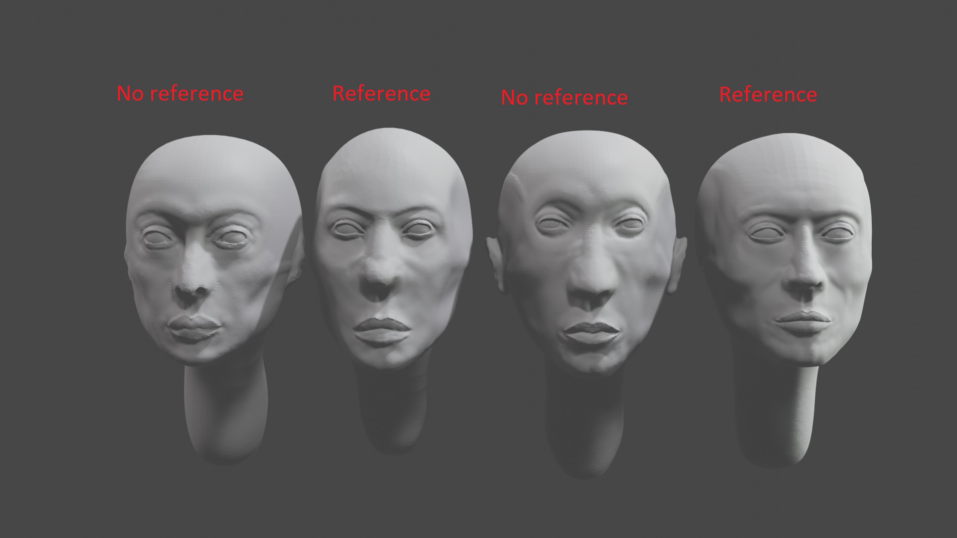 Learning to sculpt faces. Use clear references. Observe them…