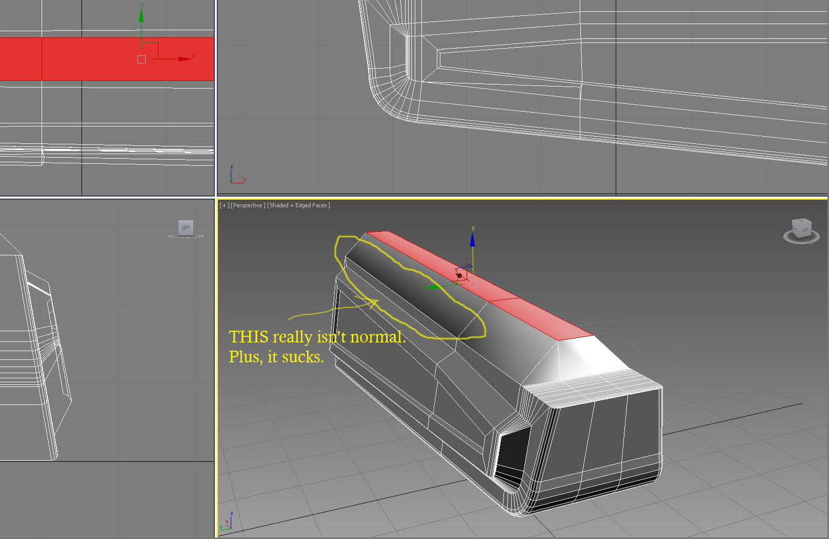 3ds max - box modelling: strange gradient on faces — polycount