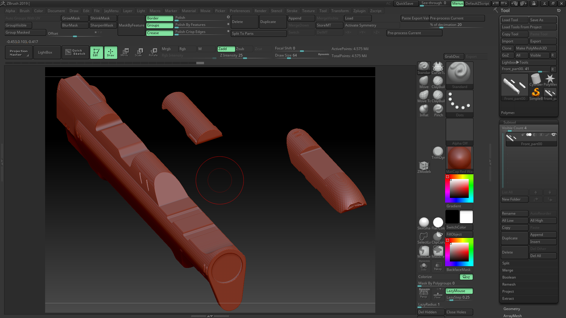 zbrush 4r7 group as dynamesh sub not working