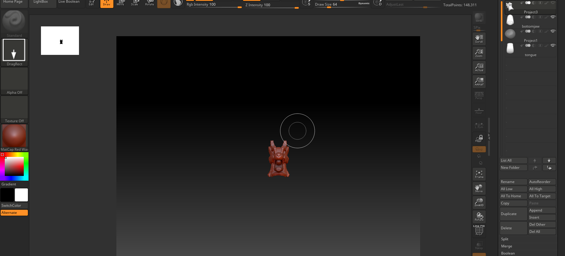 zbrush angle of view greyed out