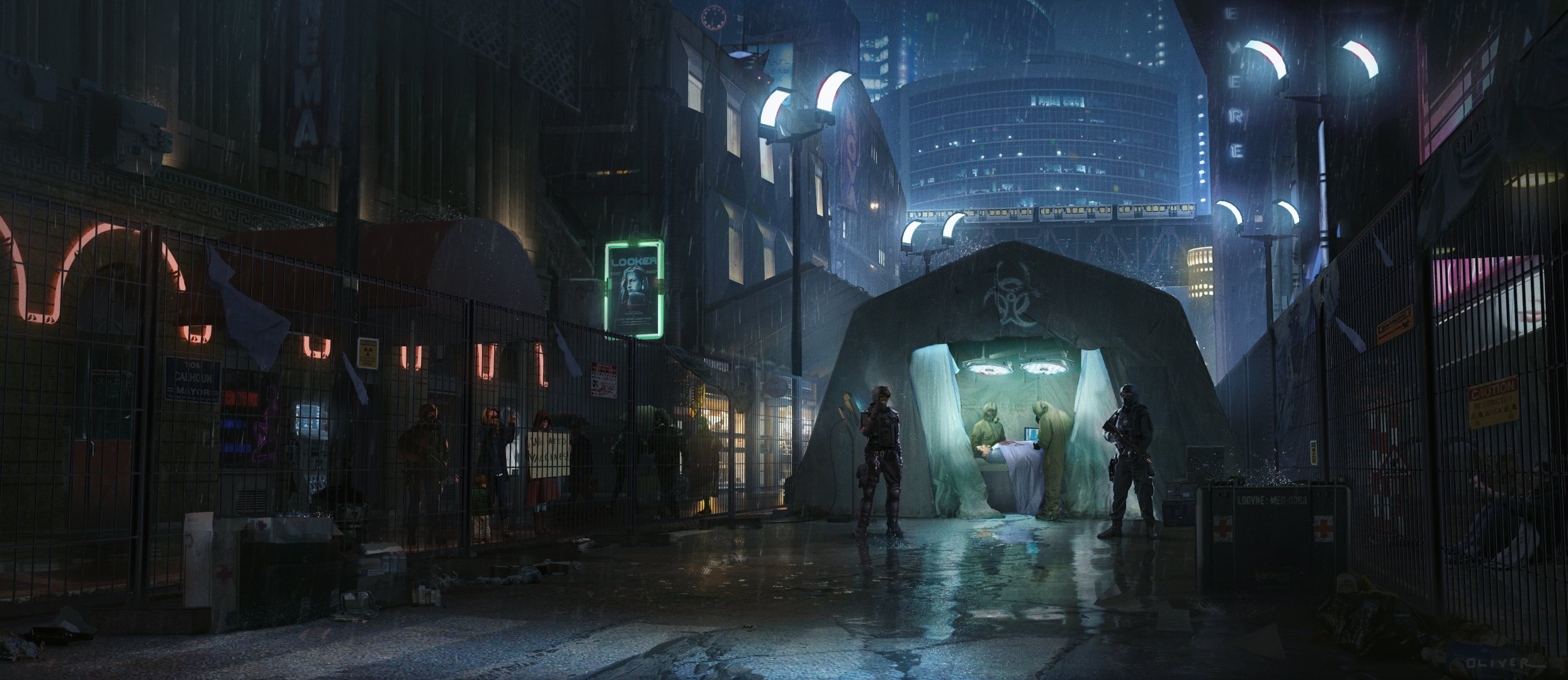 Cyberpunk Biohazard Checkpoint (Concept + Process) — polycount