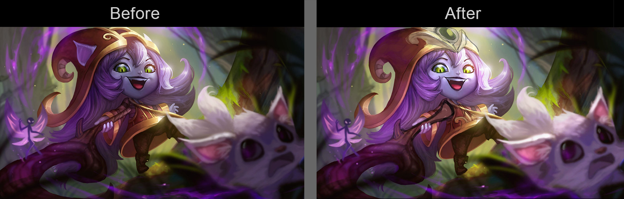 Lulu Art Rework Comparison with current art on top and new art coming Patch  1.12 below : r/LegendsOfRuneterra