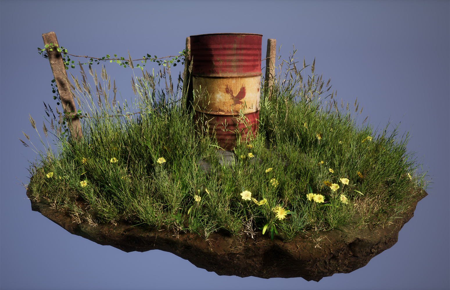 Barrel & Grass Diorama — polycount