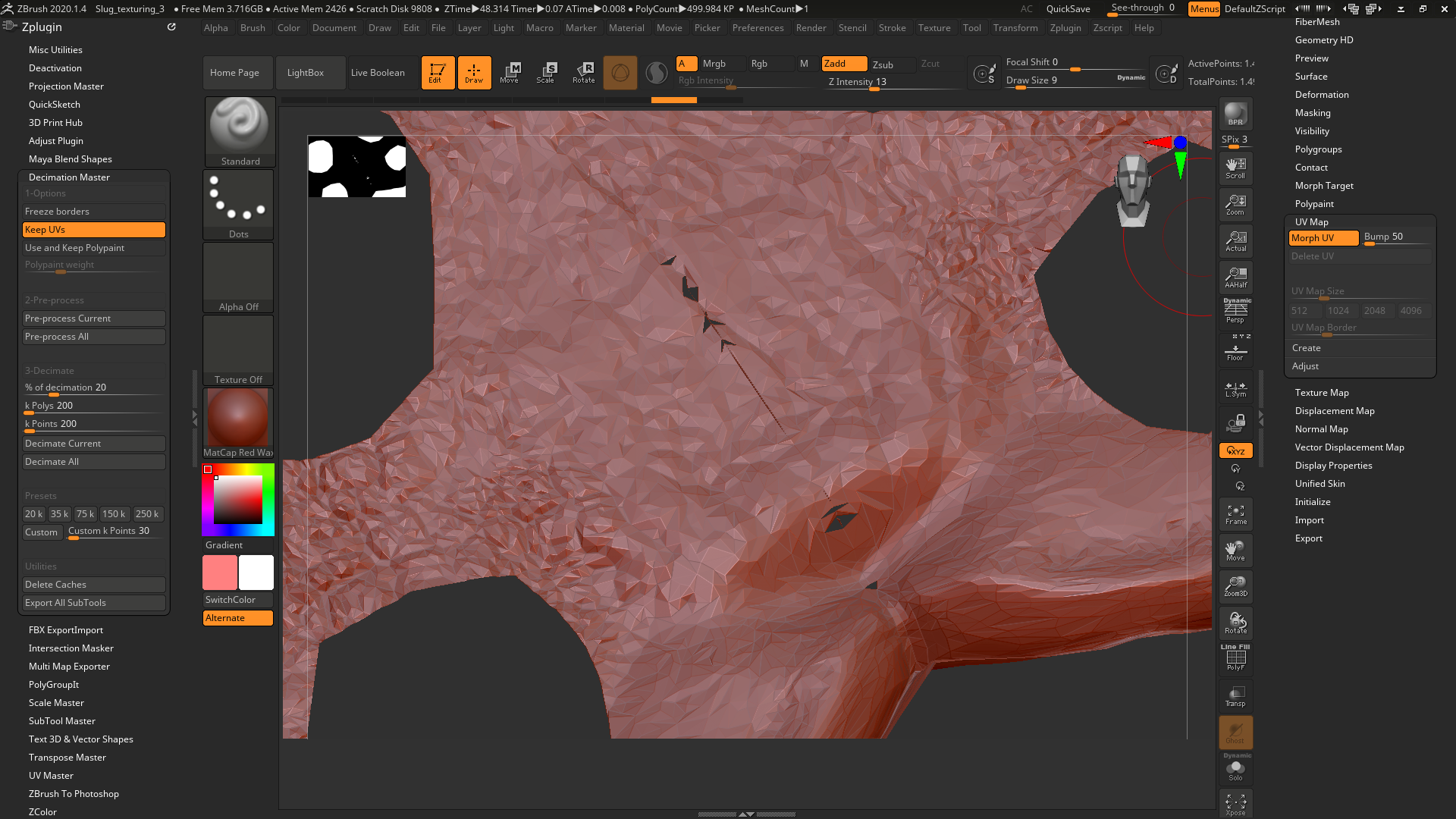 punch a hole in a model zbrush