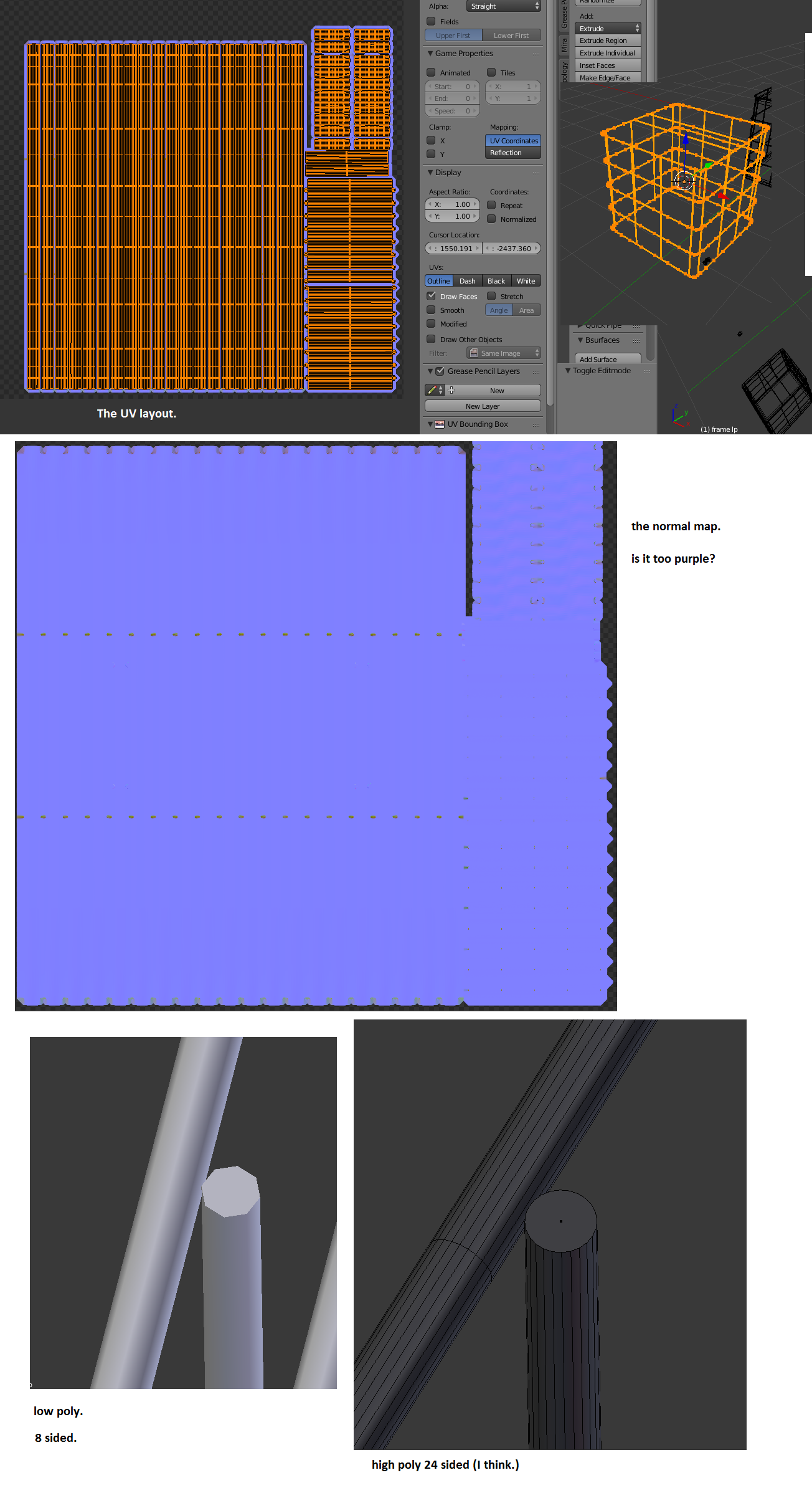 Blender High Poly Normal Baking Cylinder Shaped Objects Question Is Just Purple Ok Polycount