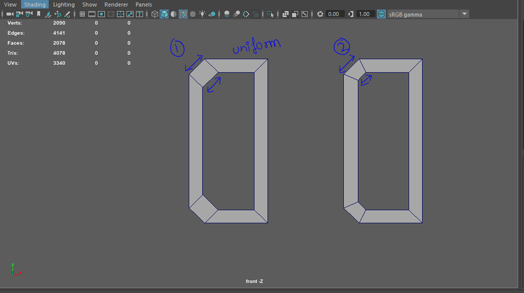 Maya non uniform bevel on inside — polycount