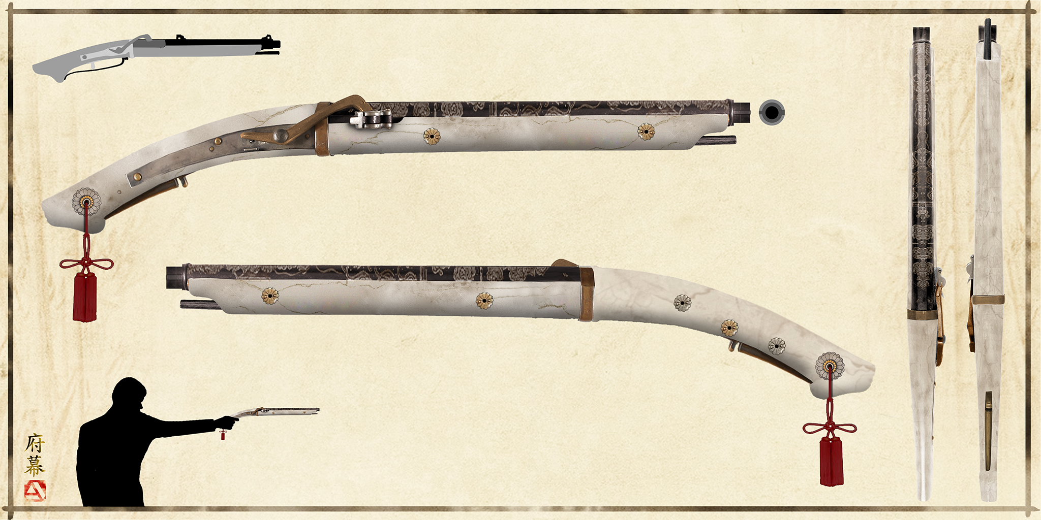 Edo Japanese Scoped Long Rifle Artstation Challenge 2d 3d Polycount