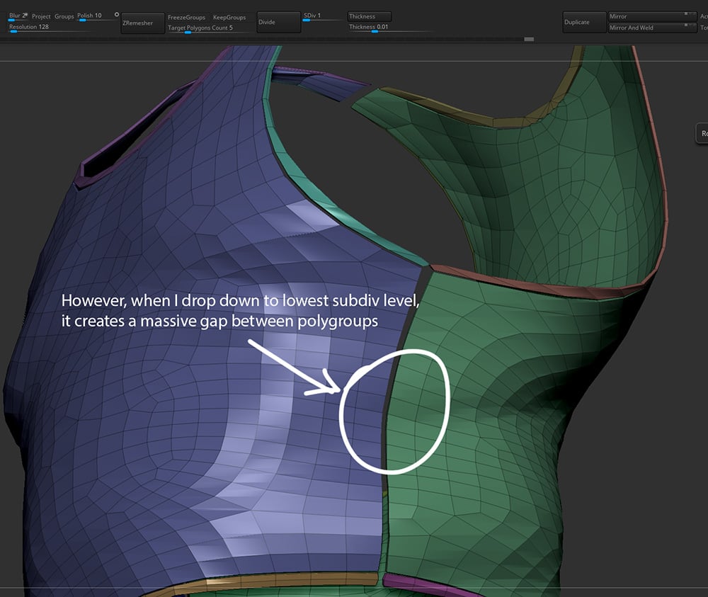 fixing double sided mesh from intersecting zbrush