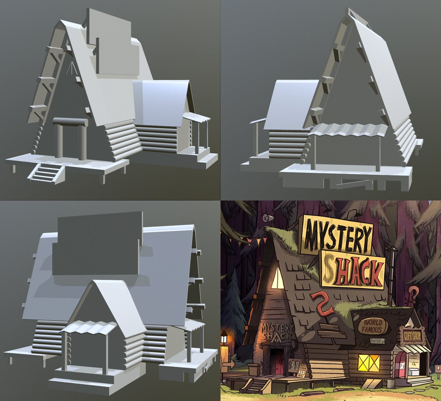 Gravity Falls Mystery Shack WIP Polycount