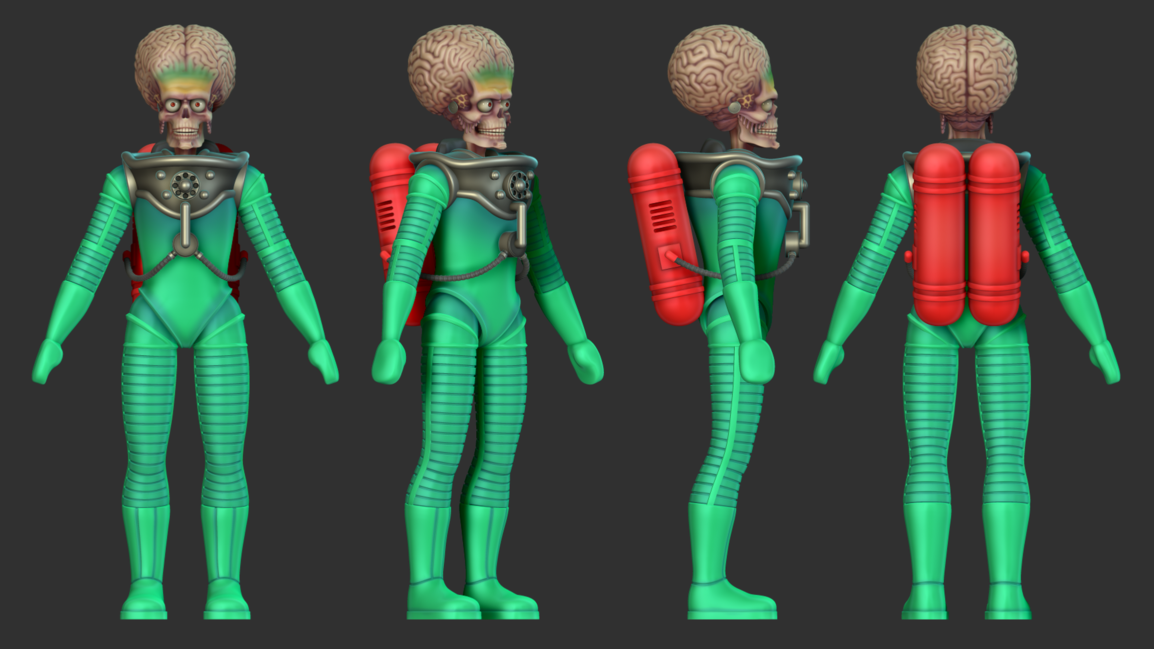 [WIP] Mars Attacks! Martian  3D Character Project — Polycount