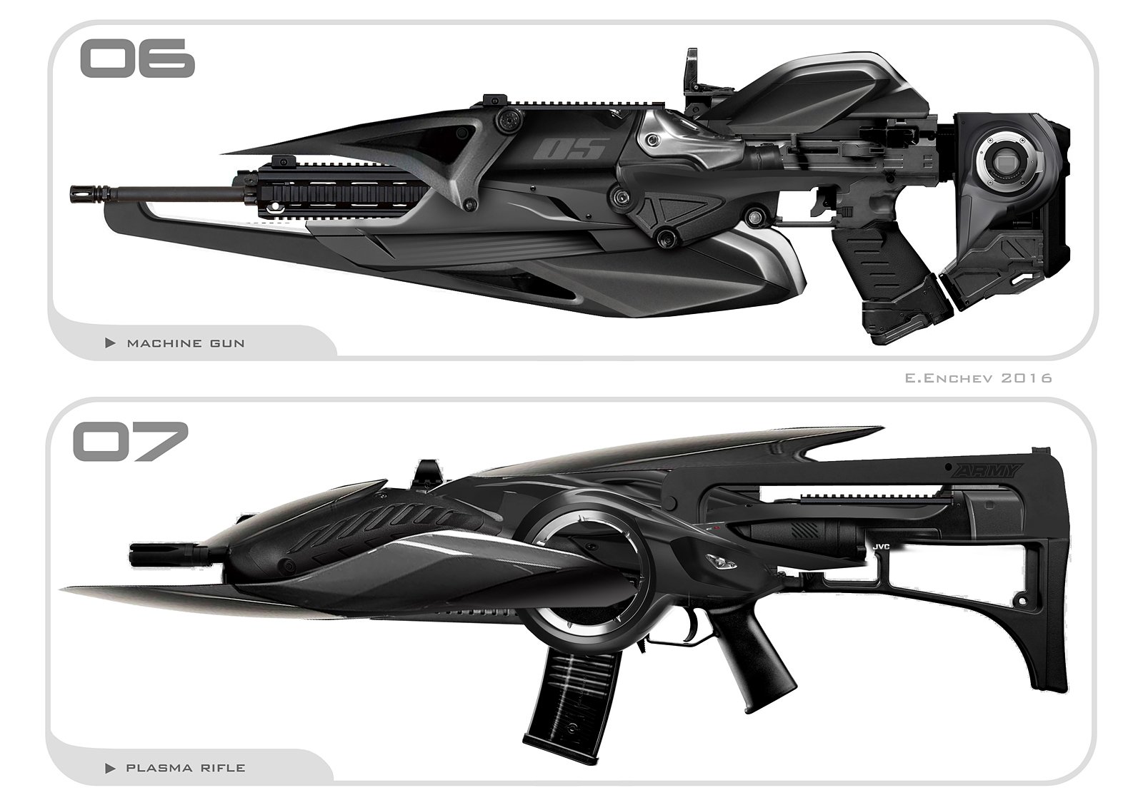 Weapon concept designs — polycount