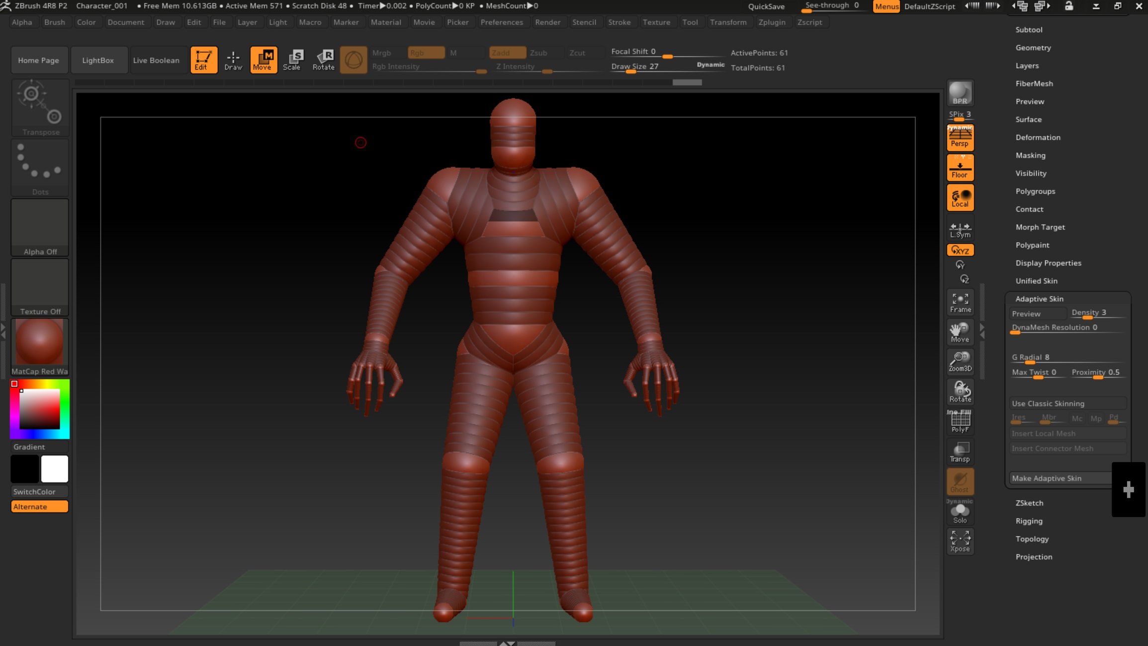 where is adaptive skin in zbrush