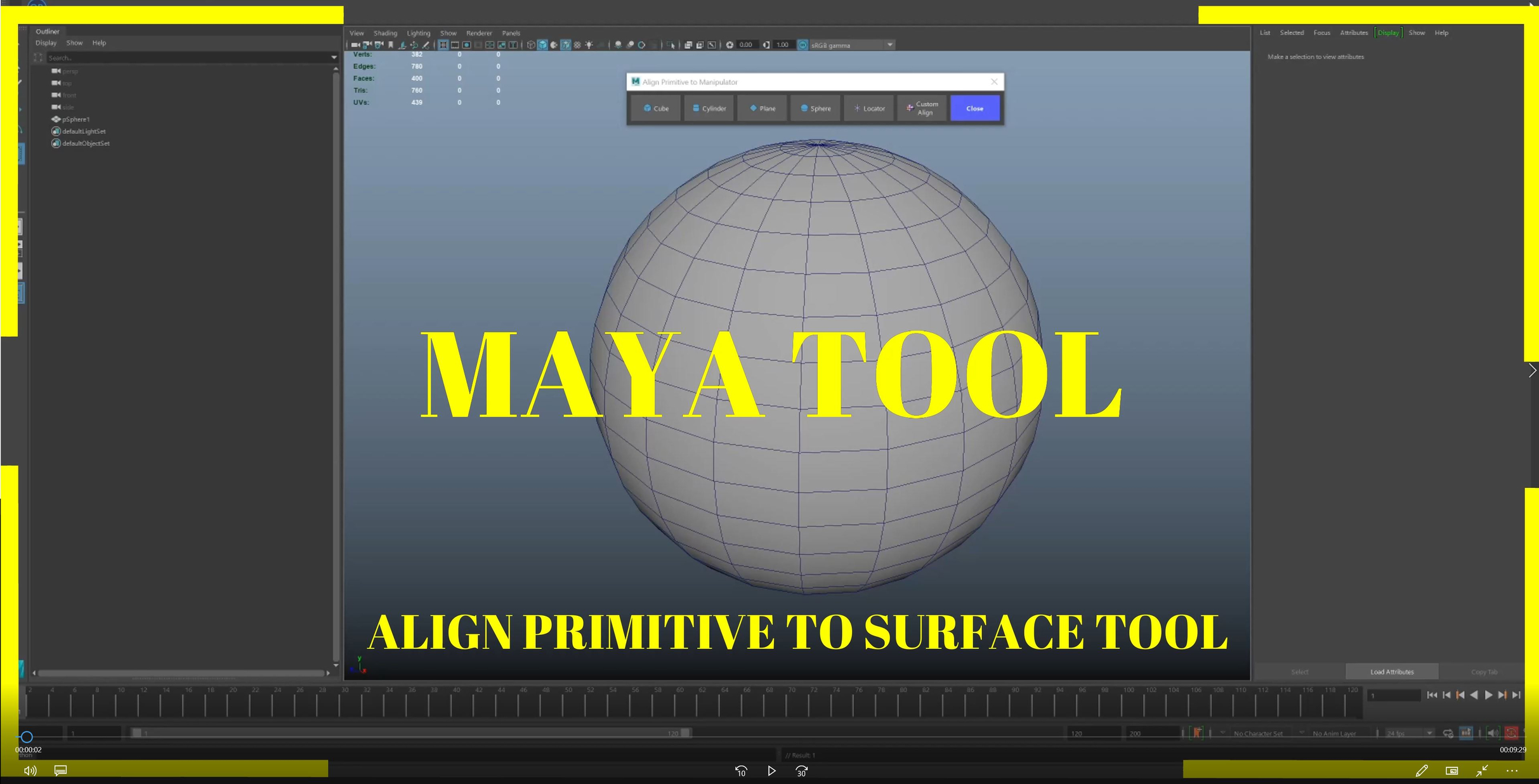 Maya Tool Align primitive to surface — polycount