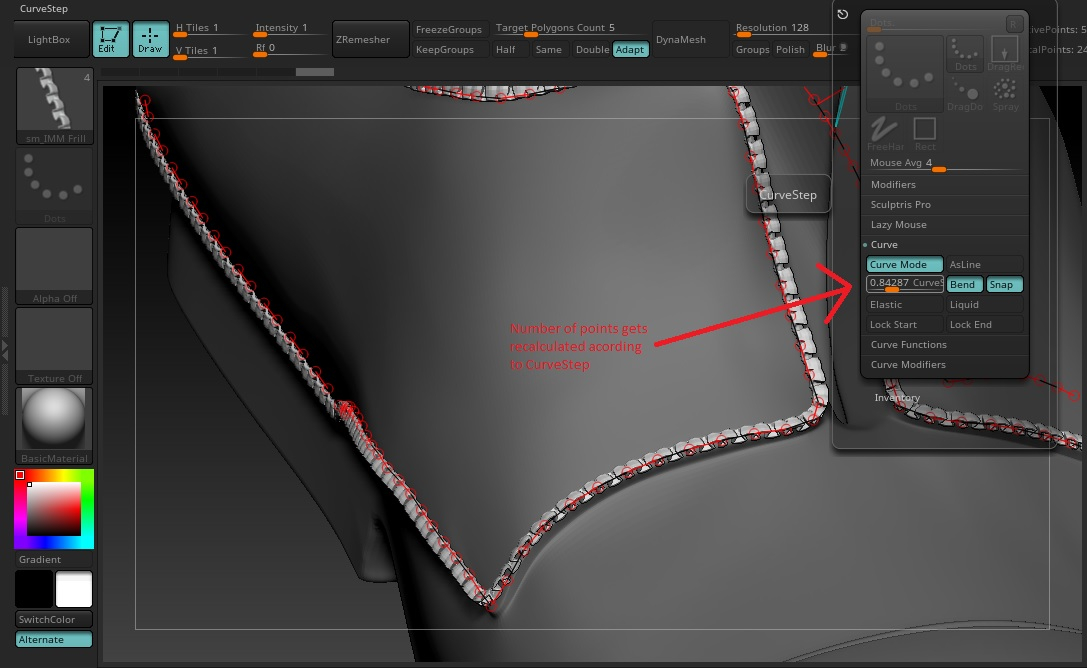 zbrush curve brush not aligning with mesh