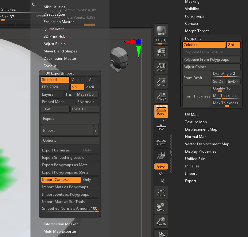 preserve scale when exporting to fbx in zbrush